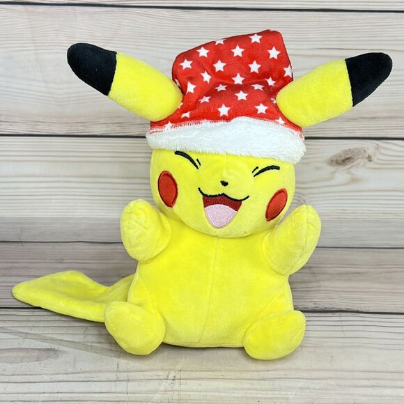 Pikachu Santa Hat 9” Plush Christmas Stars 2021 Pokemon Holiday Edition *READ* - Picture 13 of 13